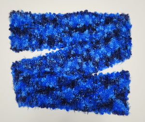 Scarf Hand-Knit Traditional | "Deep Blue Sea" | Blue