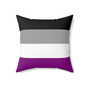 Throw Pillow | Asexual Pride Flag | Black Grey White Purple | 18x18