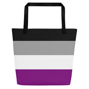 Tote Bag | Asexual Pride Flag | Large | Black Grey White Purple