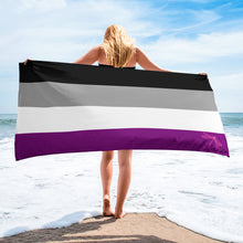 Load image into Gallery viewer, Beach Towel | Asexual Pride Flag | Black Grey White Purple
