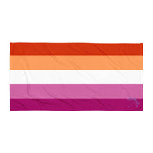 Load image into Gallery viewer, Beach Towel | Lesbian Pride Flag 5 Stripes | Orange White Pink
