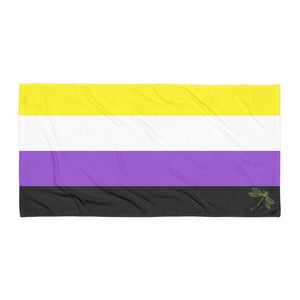 Beach Towel | Nonbinary Pride Flag | Yellow White Purple Black