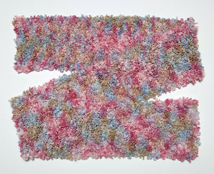 Scarf Hand-Knit Traditional | "Cotton Candy" | Pink Blue Tan
