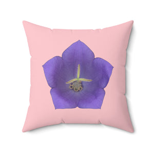 Throw Pillow | Balloon Flower Blue | Pink | 20x20 Bloomcore Cottagecore Gardencore Fairycore