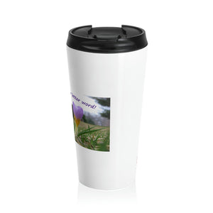 Hope is NOT a four letter word! | Inspirational Motivational Quote Stainless Steel Travel Mug | 15oz | White | Spring Crocus Purple