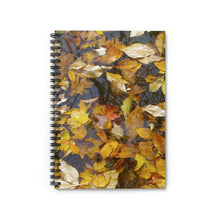 Load image into Gallery viewer, Floating Autumn Fall Leaves | Spiral Notebook | Ruled Line | Red Yellow
