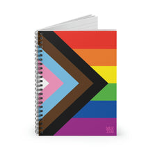 Load image into Gallery viewer, Progress Pride Flag | Spiral Notebook | Ruled Line | Rainbow
