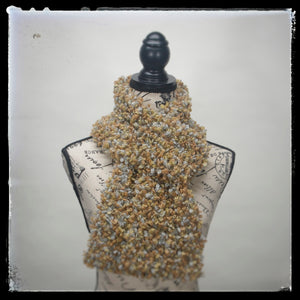 Scarf Hand-Knit Traditional | "Desert" | Bronze Gold Slate Gray