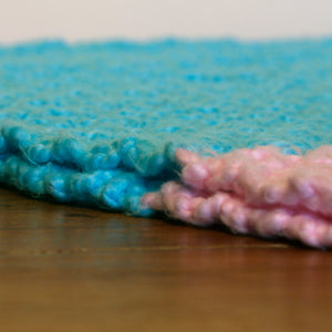 Blanket Hand-Knit | "Transgender Pride" | Light Blue Pink White