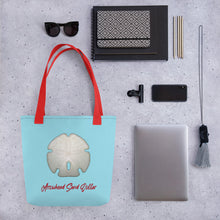 Load image into Gallery viewer, Tote Bag | Arrowhead Sand Dollar Shell | Small | Sky Blue
