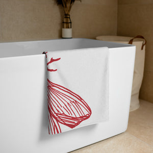 Beach Towel | Metz & Matteo Dragonfly Logo | Silver Red
