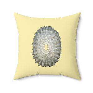 Throw Pillow | Keyhole Limpet Shell White | Sunshine Yellow | Front | 20x20 Oceancore Seacore Naturecore