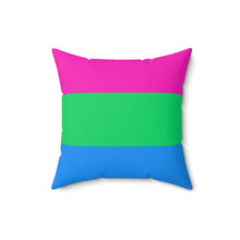Load image into Gallery viewer, Polysexual Pride Flag | Square Throw Pillow | Pink Green Blue
