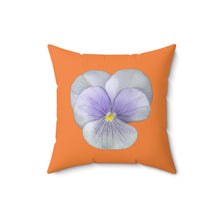 Load image into Gallery viewer, Throw Pillow | Pansy Viola Flower Lavender | Orange Cream | 16x16 Bloomcore Cottagecore Gardencore Fairycore
