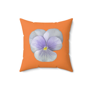Pansy Viola Flower Lavender | Square Throw Pillow | Orange Cream