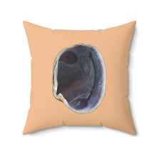 Load image into Gallery viewer, Throw Pillow | Quahog Clam Shell Purple | Desert Tan | Front | 20x20 Oceancore Seacore Naturecore
