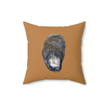 Load image into Gallery viewer, Throw Pillow | Oyster Shell Blue | Camel Brown | Front | 16x16 Oceancore Seacore Naturecore
