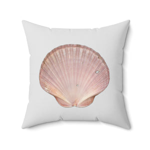 Throw Pillow | Scallop Shell Magenta | Silver | Back | 20x20 Oceancore Seacore Naturecore