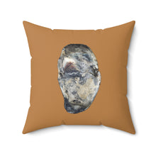 Load image into Gallery viewer, Throw Pillow | Oyster Shell Blue | Camel Brown | Back | 20x20 Oceancore Seacore Naturecore
