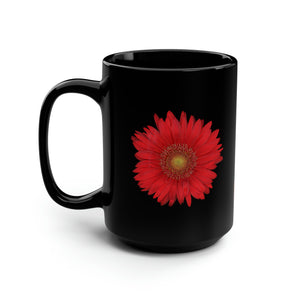 Gerbera Daisy Flower Red | Ceramic Mug | 15oz | Black