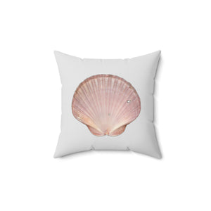 Throw Pillow | Scallop Shell Magenta | Silver | Back | 14x14 Oceancore Seacore Naturecore