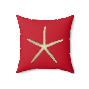 Throw Pillow | Finger Starfish Shell Top | Red | 18x18 Oceancore Seacore Naturecore