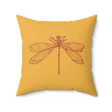 Load image into Gallery viewer, Throw Pillow | Metz &amp; Matteo Dragonfly Logo | Goldenrod Yellow | 20x20 Cottagecore Fairycore Naturecore
