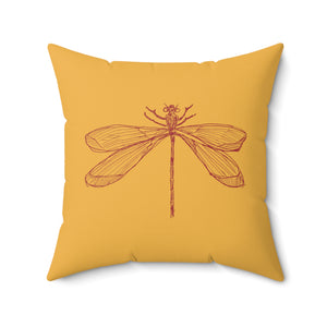Throw Pillow | Metz & Matteo Dragonfly Logo | Goldenrod Yellow | 20x20 Cottagecore Fairycore Naturecore