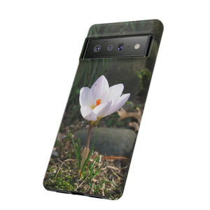 iPhone Samsung Galaxy Google Pixel Tough Phone Case | Crocus | White