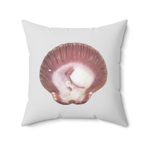 Throw Pillow | Scallop Shell Magenta | Silver | Front | 20x20 Oceancore Seacore Naturecore