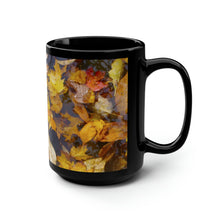Load image into Gallery viewer, Floating Autumn Fall Leaves | Ceramic Mug | 15oz | Black | Red Yellow
