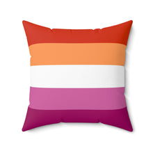 Load image into Gallery viewer, Lesbian Pride Flag 5 Stripes | Square Throw Pillow | Orange White Pink
