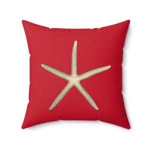 Throw Pillow | Finger Starfish Shell Top | Red | 20x20 Oceancore Seacore Naturecore