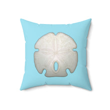 Load image into Gallery viewer, Throw Pillow | Arrowhead Sand Dollar Shell | Sky Blue | Front | 18x18 Oceancore Seacore Naturecore
