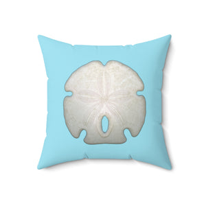 Throw Pillow | Arrowhead Sand Dollar Shell | Sky Blue | Front | 18x18 Oceancore Seacore Naturecore