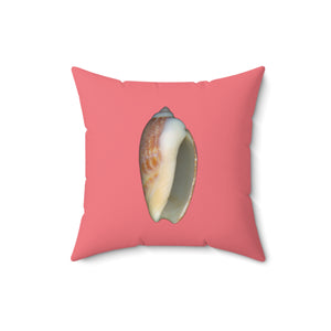 Throw Pillow | Olive Snail Shell Brown | Salmon | Back | 16x16 Oceancore Seacore Naturecore