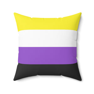 Throw Pillow | Nonbinary Pride Flag | Yellow White Purple Black