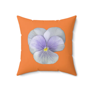 Pansy Viola Flower Lavender | Square Throw Pillow | Orange Cream