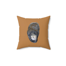 Load image into Gallery viewer, Throw Pillow | Oyster Shell Blue | Camel Brown | Front | 14x14 Oceancore Seacore Naturecore
