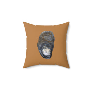 Throw Pillow | Oyster Shell Blue | Camel Brown | Front | 14x14 Oceancore Seacore Naturecore