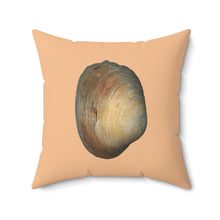 Load image into Gallery viewer, Throw Pillow | Quahog Clam Shell Purple | Desert Tan | Back | 20x20 Oceancore Seacore Naturecore
