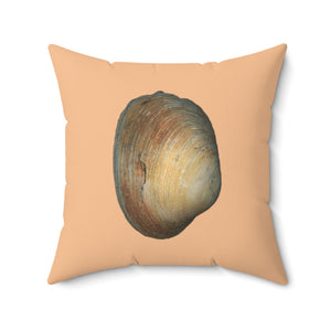 Throw Pillow | Quahog Clam Shell Purple | Desert Tan | Back | 20x20 Oceancore Seacore Naturecore