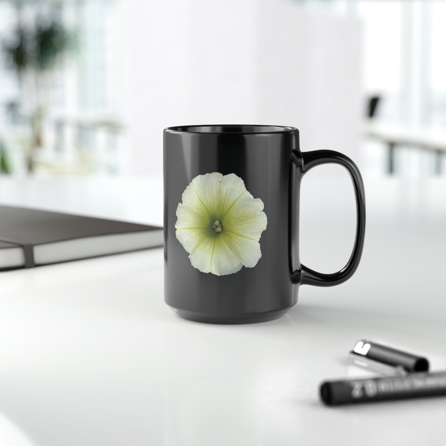 Petunia Flower Yellow-Green | Ceramic Mug | 15oz | Black