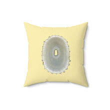 Load image into Gallery viewer, Throw Pillow | Keyhole Limpet Shell White | Sunshine Yellow | Back | 16x16 Oceancore Seacore Naturecore
