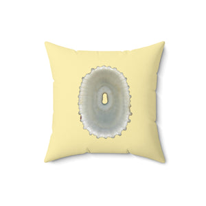 Throw Pillow | Keyhole Limpet Shell White | Sunshine Yellow | Back | 16x16 Oceancore Seacore Naturecore