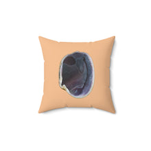 Load image into Gallery viewer, Throw Pillow | Quahog Clam Shell Purple | Desert Tan | Front | 14x14 Oceancore Seacore Naturecore
