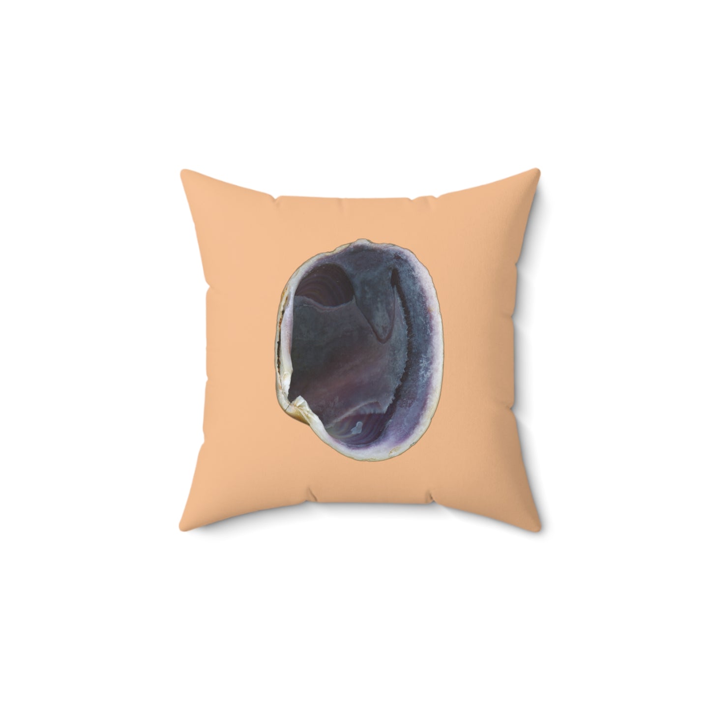 Throw Pillow | Quahog Clam Shell Purple | Desert Tan | Front | 14x14 Oceancore Seacore Naturecore