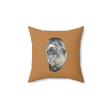 Load image into Gallery viewer, Throw Pillow | Oyster Shell Blue | Camel Brown | Back | 14x14 Oceancore Seacore Naturecore
