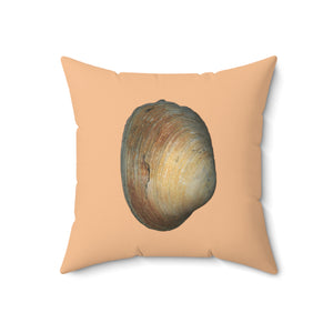 Throw Pillow | Quahog Clam Shell Purple | Desert Tan | Back | 18x18 Oceancore Seacore Naturecore