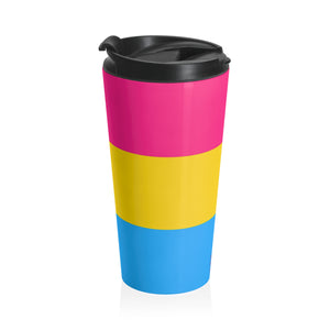 Pansexual Pride Flag | Stainless Steel Travel Mug | 15oz | Blue Yellow Pink